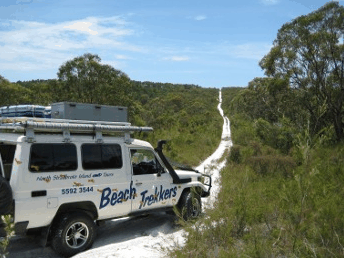 Beach trekkers North Stradbroke Island